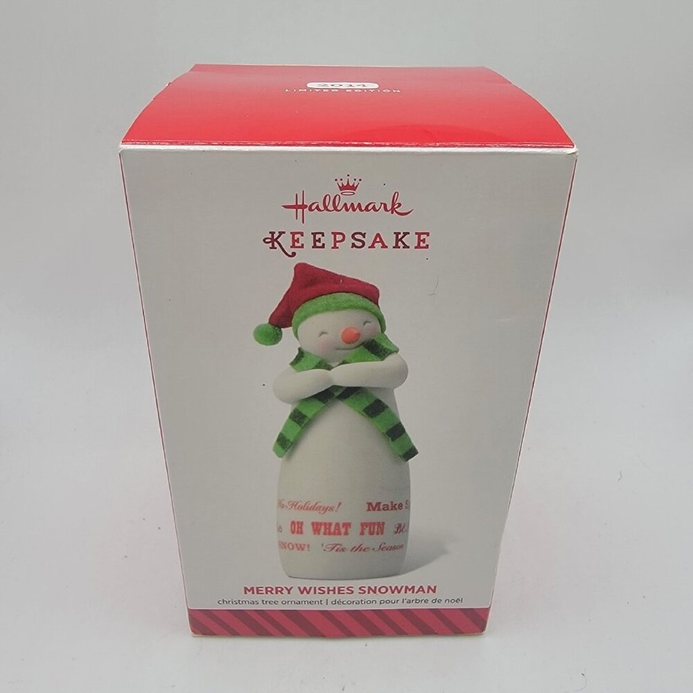 Merry Wishes Snowman Hallmark Keepsake Ornament 2014 Christmas. New In Box.